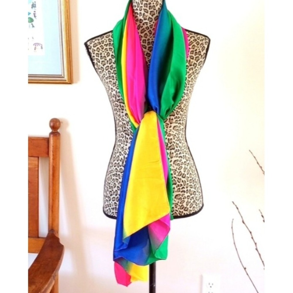 Rainbow Pride Scarf Silky Unbranded 74"x40